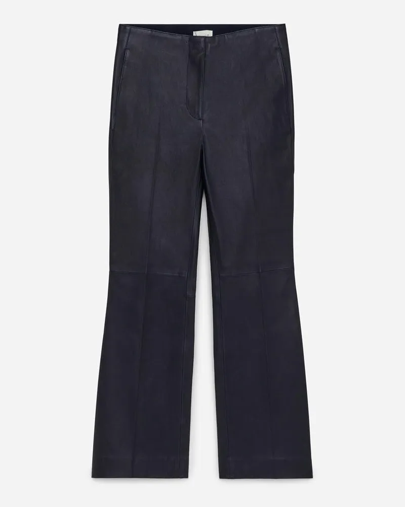 Arket Verkürzte Ausgestellte Lederhose -Blau Blau