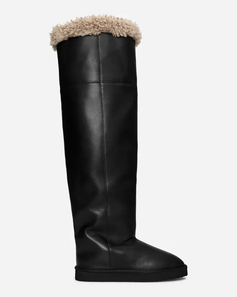 Arket Overknee-Stiefel Aus Leder -Schwarz Schwarz