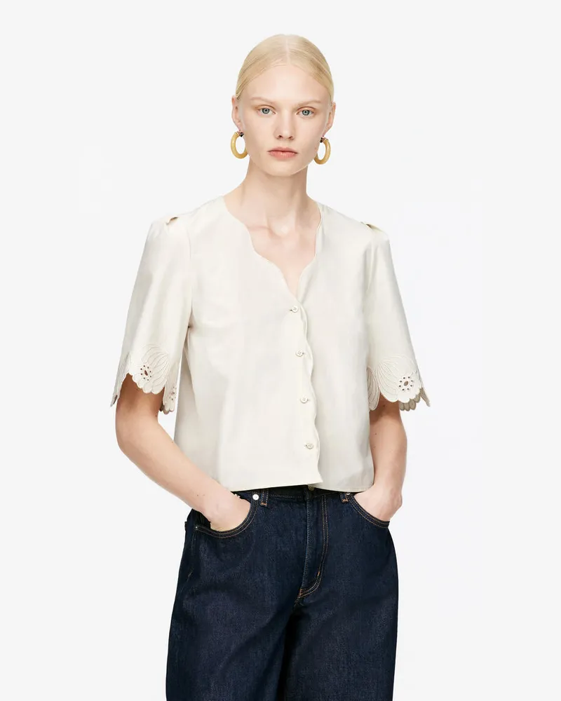 Arket Bestickte Bluse -Beige Beige