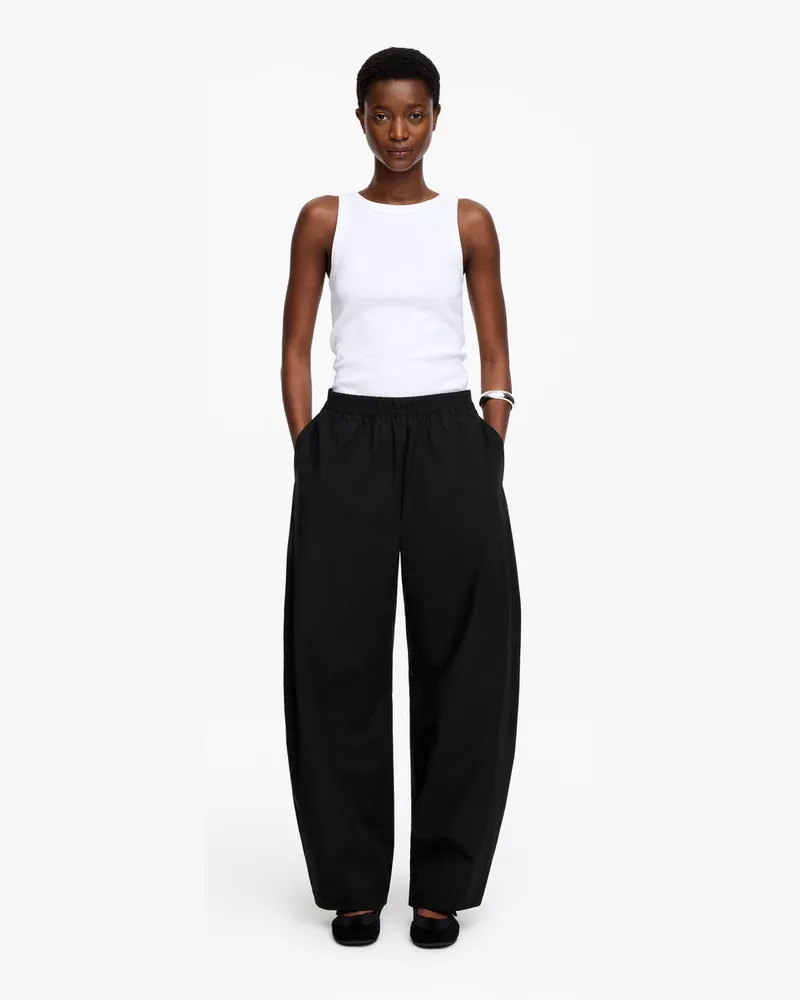Arket Baumwollhose Mit Barrel Leg -Schwarz Schwarz