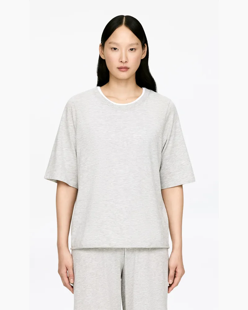 Arket Elegant Fallendes T-Shirt Aus Baumwolle -Grau Grau