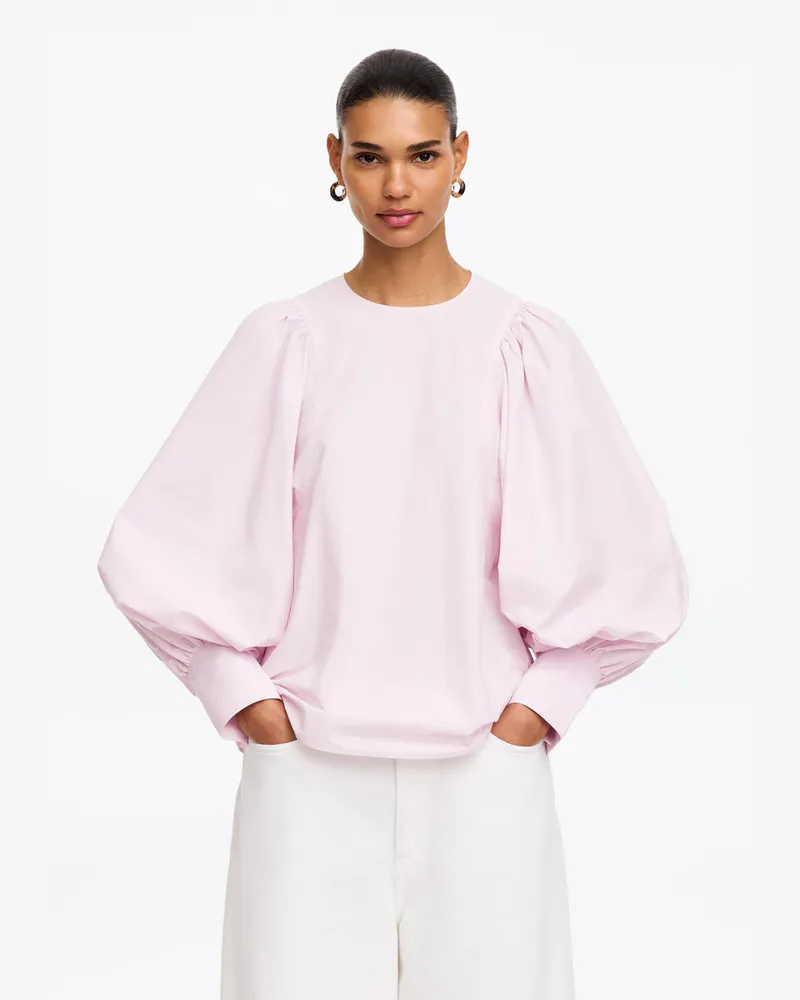 Arket Baumwollbluse Mit Voluminösen Ärmeln -Rosa Rosa