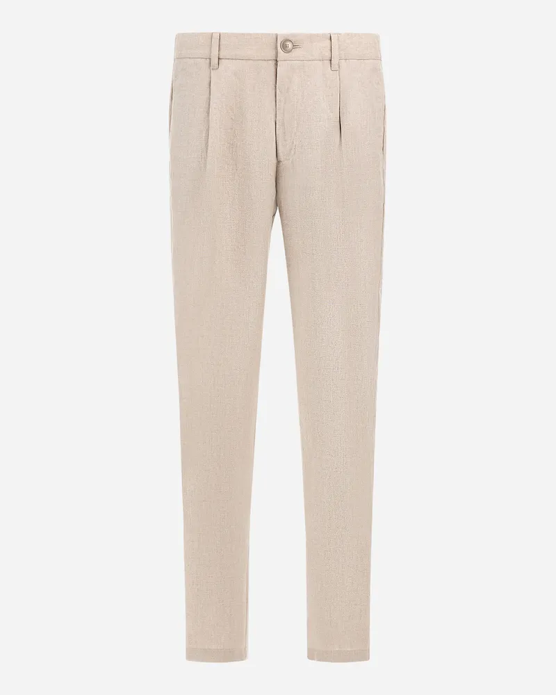 Herno Hose Resort Aus Délavé-leinen Und Leinen Mit Tropen-print - Mann Hose Chantilly Chantilly