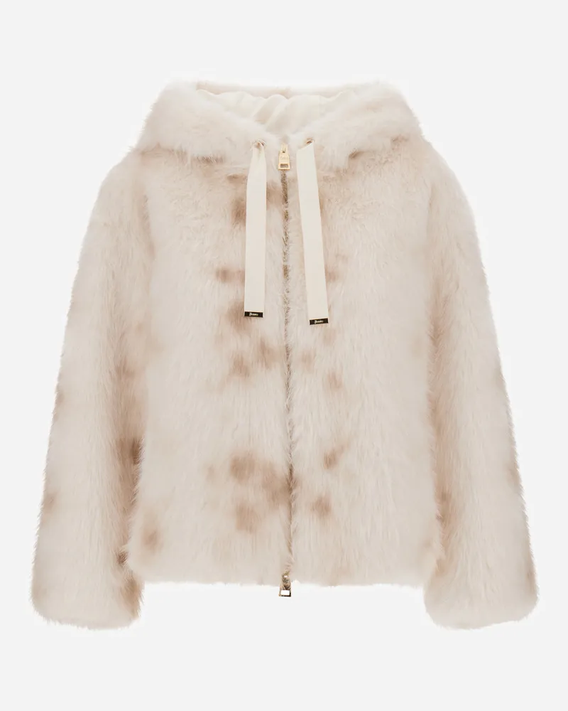 Herno Jacke In Pelz-haptik Mit Luchsoptik - Frau Mäntel & Trenchcoats Elfenbein Elfenbein