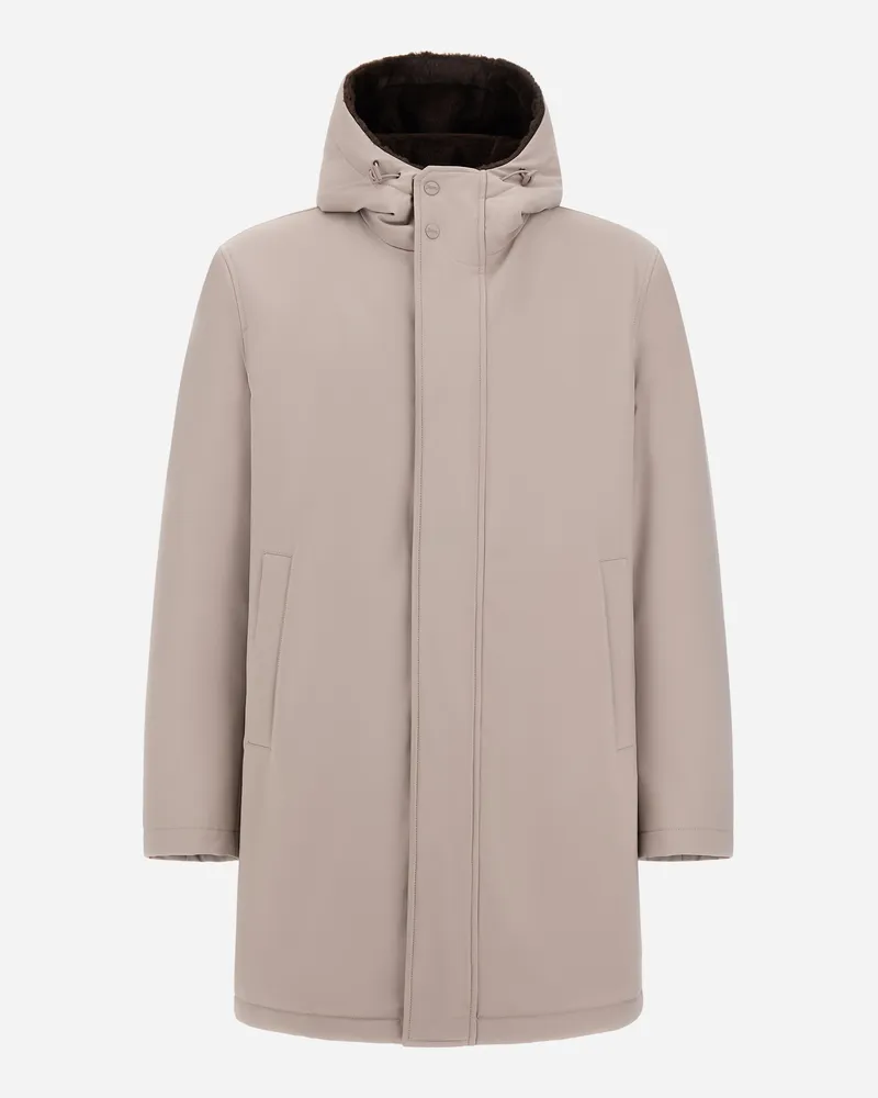 Herno Parka Aus Mattem Twill Und Light Faux Fur - Mann Parka & Jacken Perlgrau Perlgrau