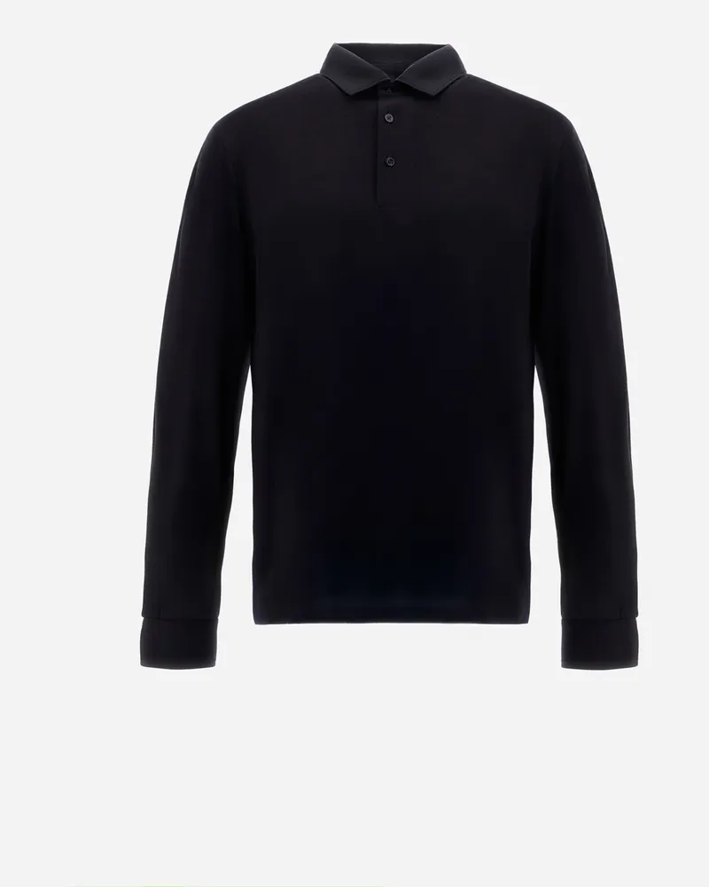 Herno Poloshirt Resort Aus Wolljersey Mit Glänzender Optik - Mann T-shirt & Polo-shirts Marineblau Marineblau