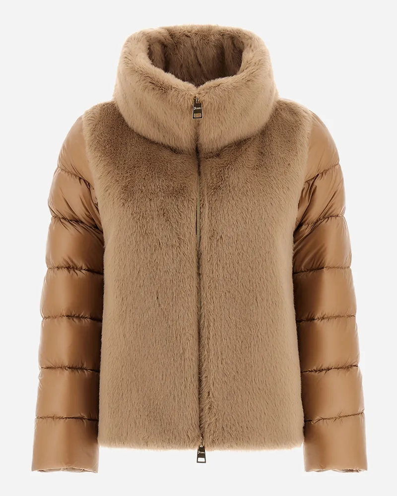 Herno Cape Aus Nylon Ultralight Und Lady Alternative Fur - Frau Mäntel & Trenchcoats Camel Camel