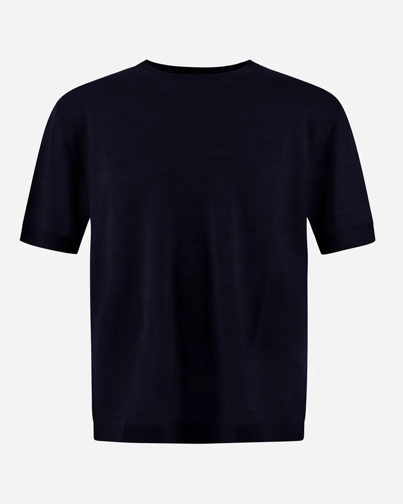 Herno T Shirt Aus Silky Wool Dunkelblau