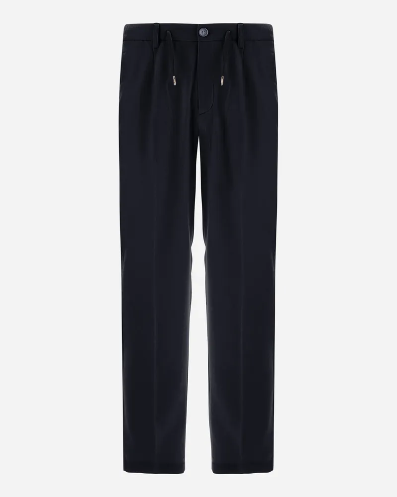 Herno Hose Resort Aus Kaschmir Und Seide - Mann Hose Marineblau Marineblau