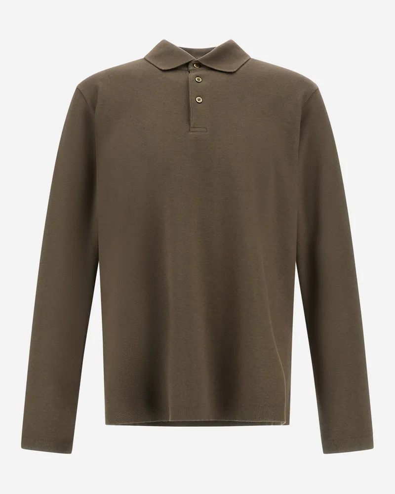 Herno Poloshirt Aus Doppelpiqué Aus Baumwolle Und Kaschmir - Mann T-shirt & Polo-shirts Helles Militärgrün Helles