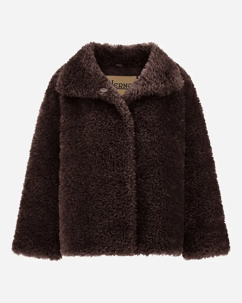 Herno Kurze Jacke Mit Der Haptik Von Gelocktem Fell - Frau Mäntel & Trenchcoats Dunkle Schokolade Dunkle