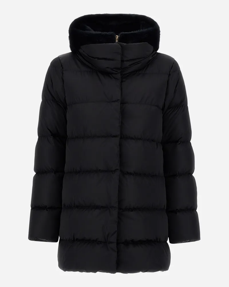 Herno A-form-jacke Aus Satin Und Lady Alternative Fur - Frau A-shape Schwarz Schwarz