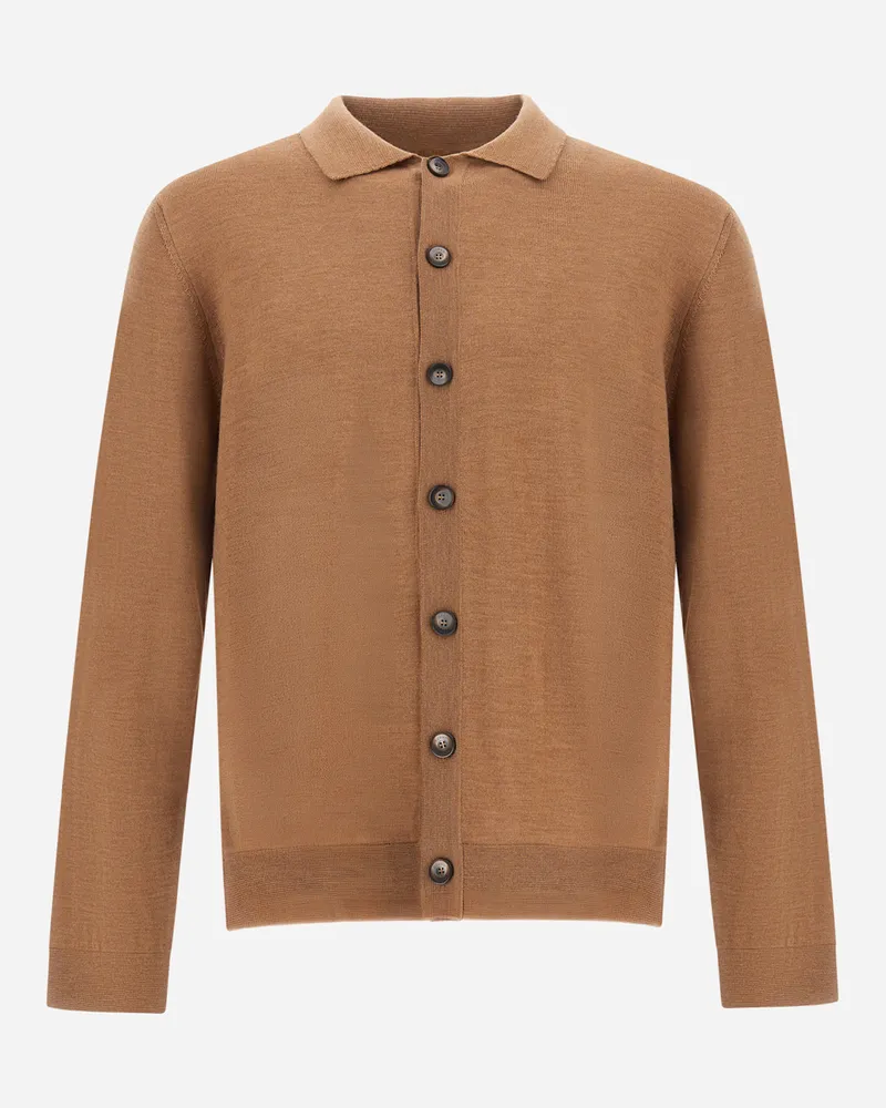 Herno Cardigan Aus Merinowolle - Mann Hemden Camel Camel