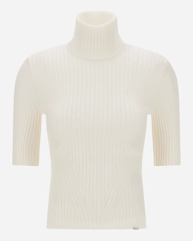 Herno Rollkragenpullover Aus Wolle Im Rippstrick - Frau Pullover & Strickjacken Weiß Weiß