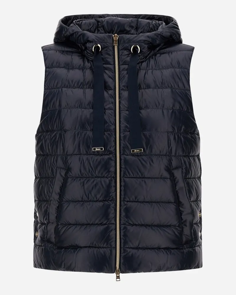 Herno Weste Aus Nylon Ultralight Und Monogram Lurex Marineblau