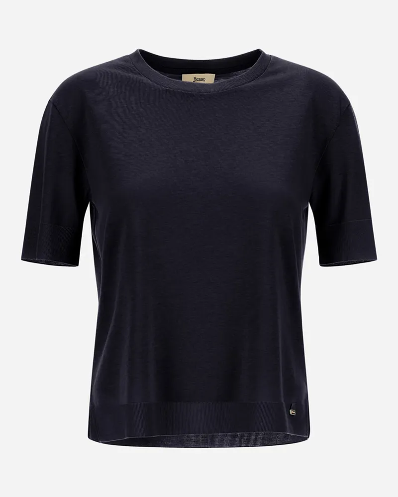 Herno T-shirt Aus Glam Knit Effect Marineblau