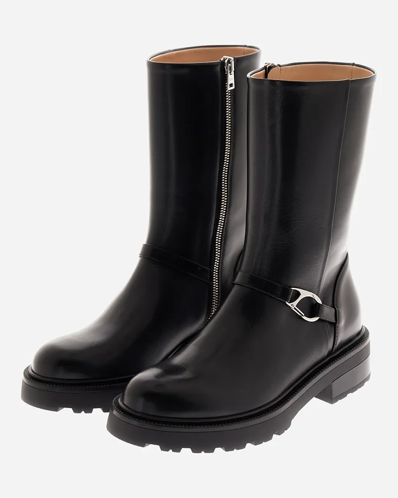 Herno Stiefeletten Aus Smooth Leather - Frau Schuhe Schwarz Schwarz
