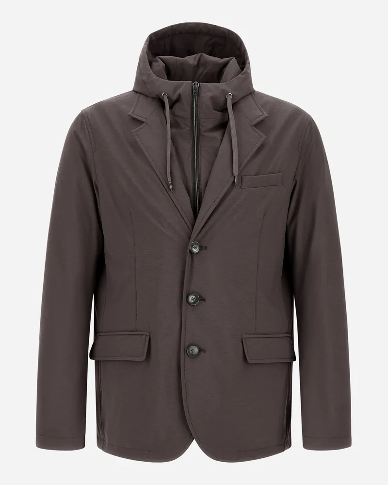 Herno Blazer Resort Aus Elastischem Nylon Mit Mélange-effekt - Mann Blazers Dunkelbraun Dunkelbraun