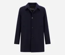 Mantel Aus Wolle In Köperbindung - Mann Mäntel & Trenchcoats Marineblau