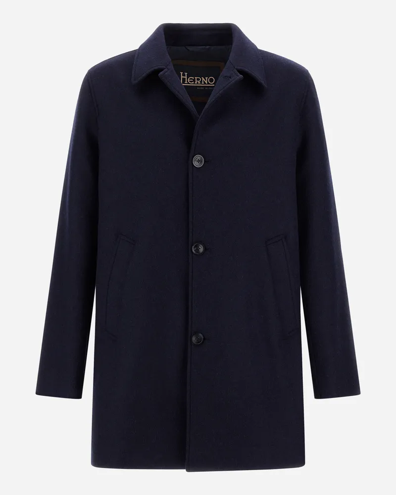 Herno Mantel Aus Wolle In Köperbindung - Mann Mäntel & Trenchcoats Marineblau Marineblau