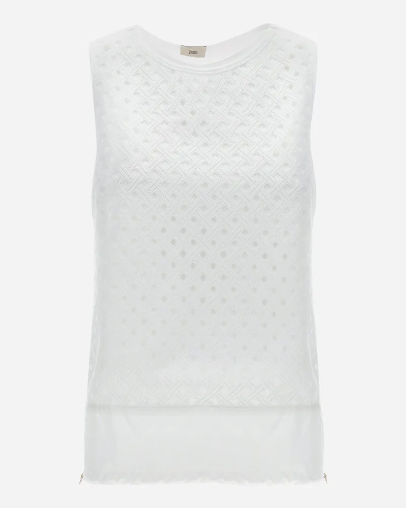 Herno Tanktop Aus Chic Cotton Jersey Und Crochet Lace Weiß
