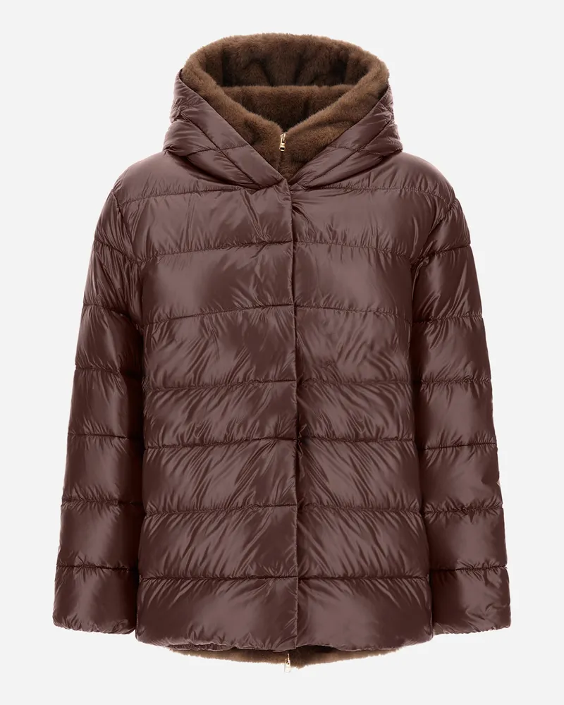 Herno Jacke Aus Nylon Ultralight Und Melange In Nerzpelzoptik - Frau Parka & Jacken Dunkle Schokolade Dunkle