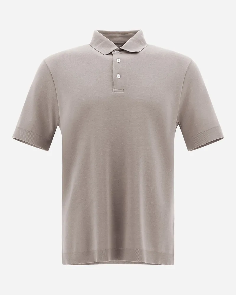 Herno Poloshirt Aus Jersey Knit Effect Taubengrau