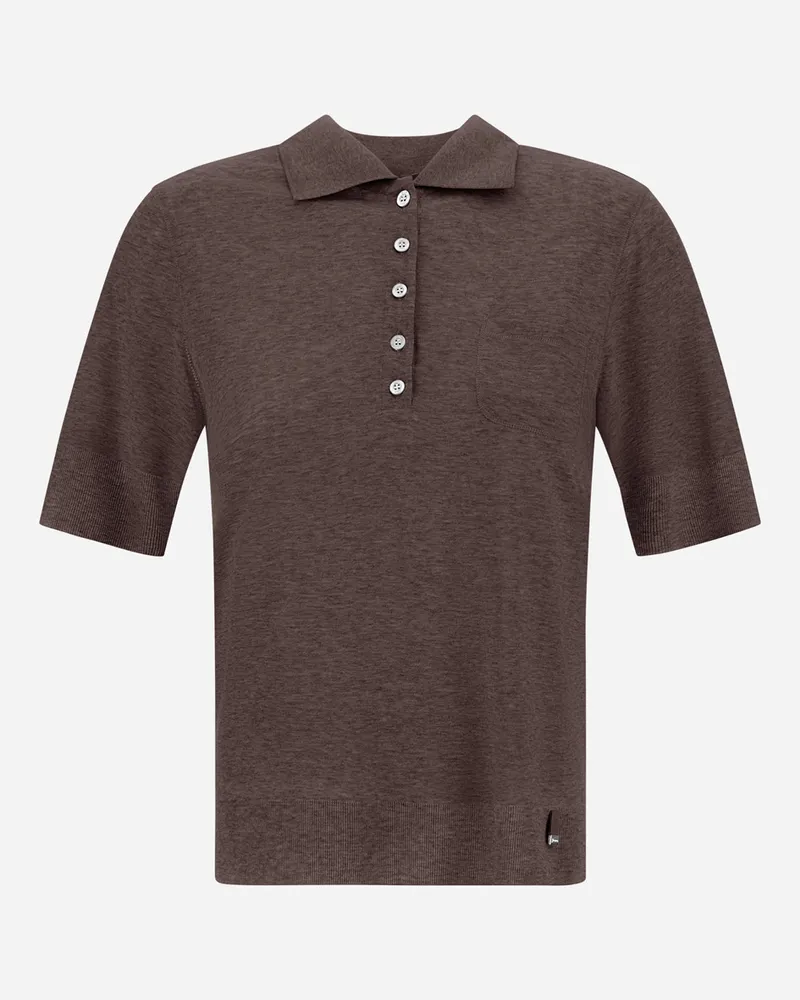Herno Poloshirt Resort Aus Mélange-jersey In Strickoptik - Frau T-shirts Und Tops Dunkelbraun Dunkelbraun