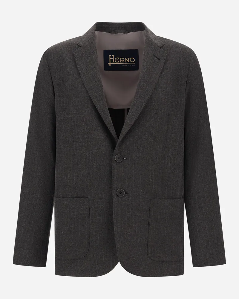 Herno Blazer Aus Funktionsgewebe Mit Nadelstreifenmuster - Mann Blazers Eisen Eisen