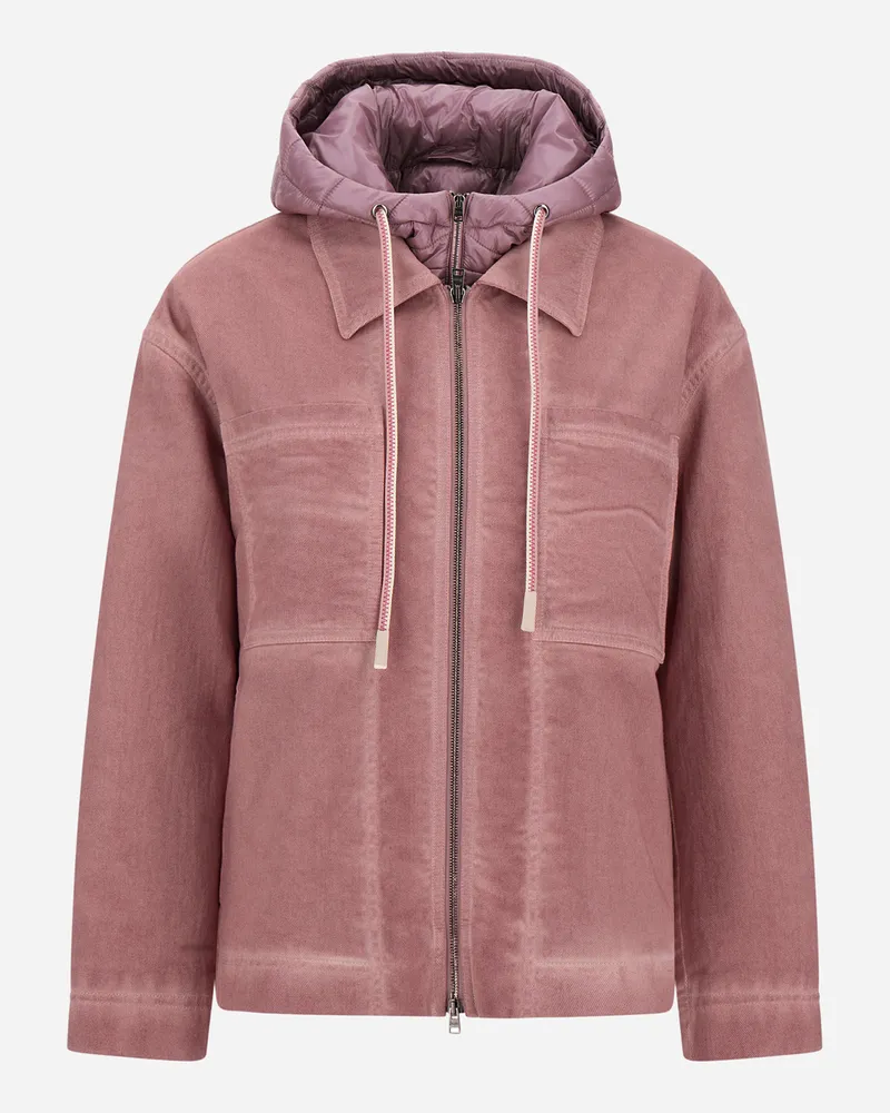 Herno Kurzer Parka Aus Gabardine In Denim-optik Und Aus Nylon Ultralight - Frau Parka & Jacken Rosa Rosa