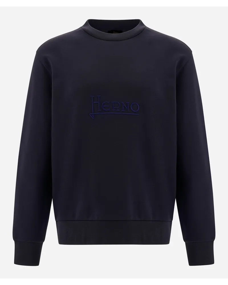 Herno Sweatshirt Aus Cotton Sweater Marineblau