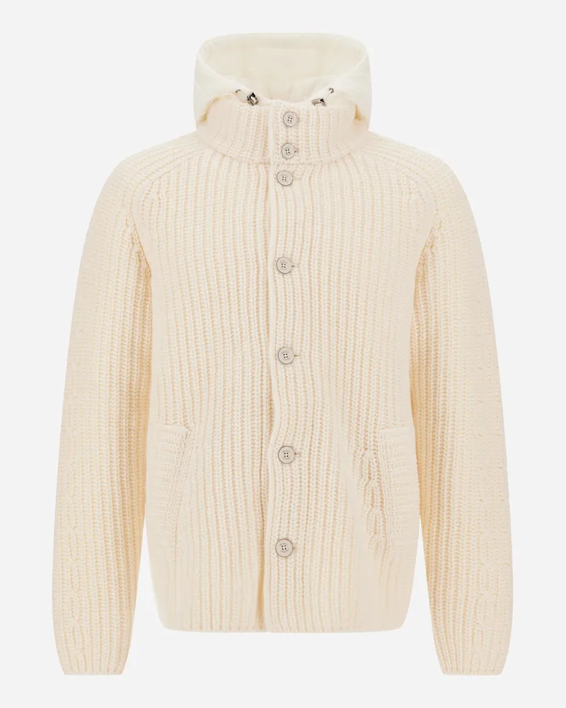 Herno Jacke Aus Wolle Mit Reliefstruktur Und Zopfmuster - Mann Pullover & Strickjacken Milchweiß Milchweiß