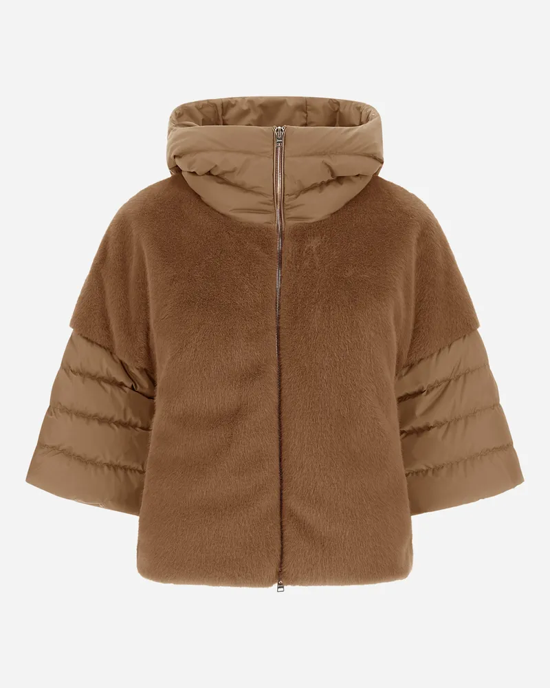Herno Cape Aus Satin Und Lady Alternative Fur - Frau Mäntel & Trenchcoats Camel Camel