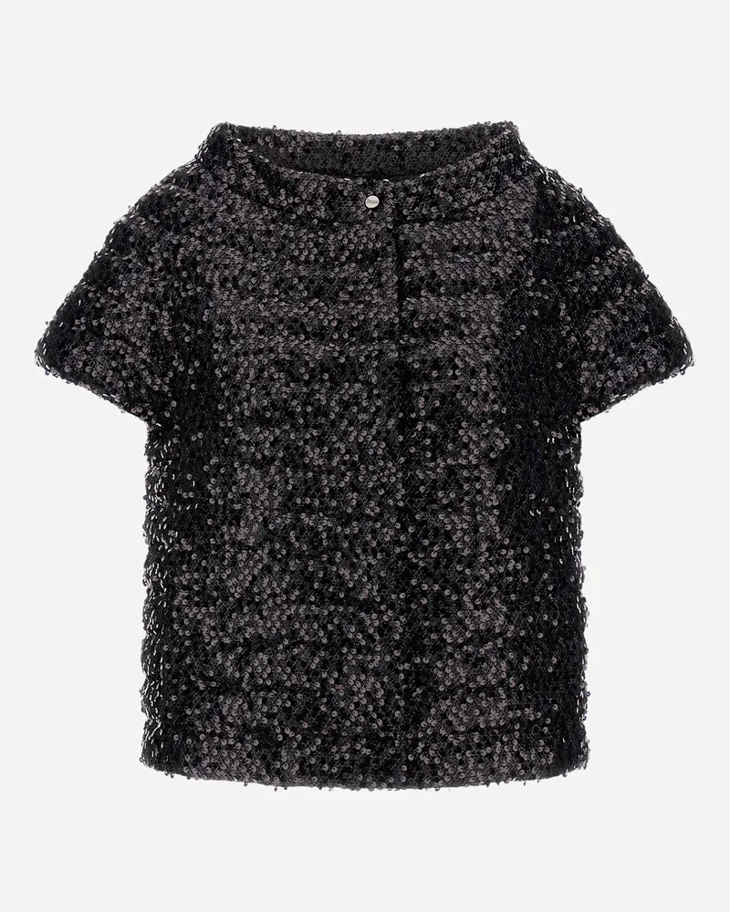 Herno Cape Aus Paillettes Mesh Schwarz