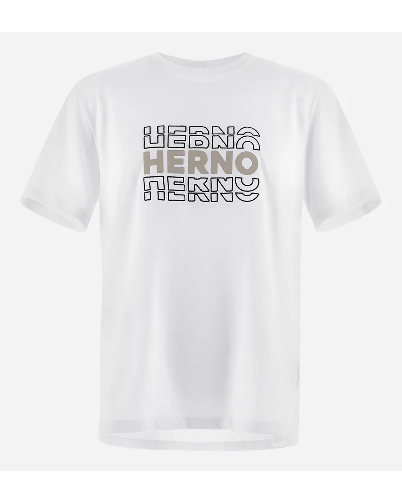 Herno T-shirt Aus Compact Jersey Weiß