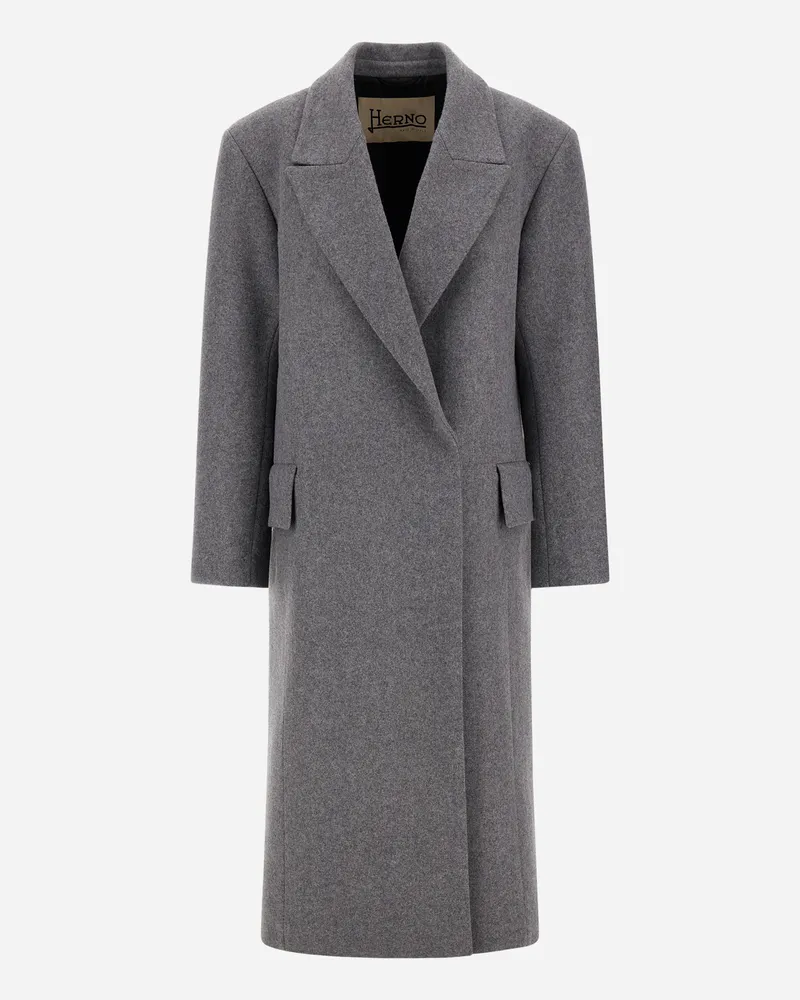 Herno Mantel Aus Wollloden - Frau Mäntel & Trenchcoats Grau Grau
