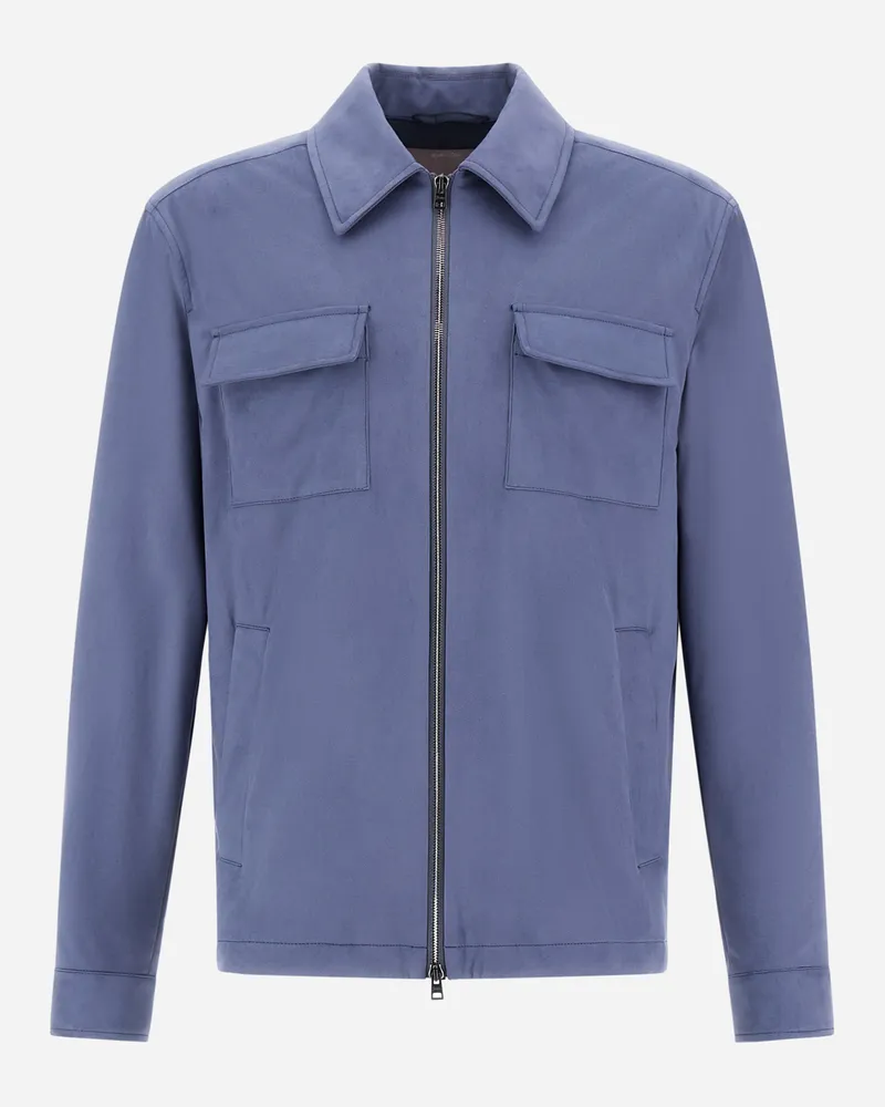 Herno Overshirt Resort Aus Mikrofaser Mit Veloursledereffekt - Mann Hemden Hellblau Hellblau