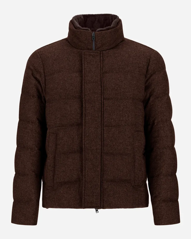 Herno Jacke Aus Kaschmir, Seide Und Monogram-gewebe - Mann Parka & Jacken Dunkelbraun Dunkelbraun