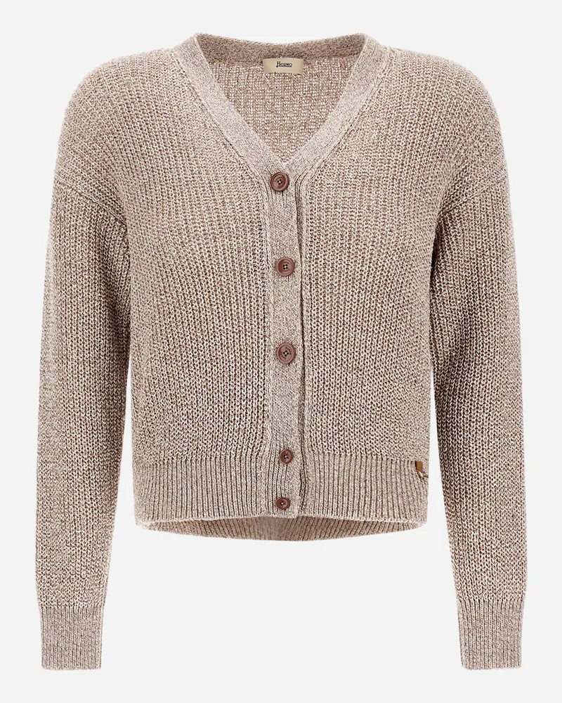 Herno Cardigan Aus Glitter Knit Taubengrau