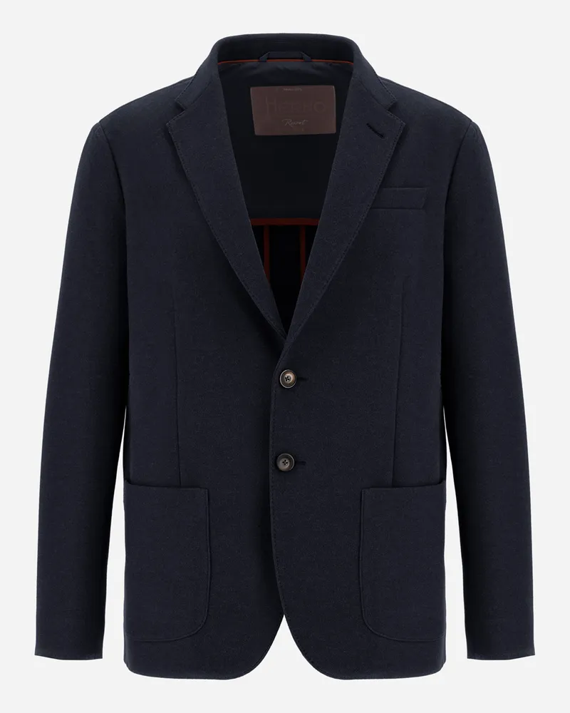 Herno Blazer Resort Aus Weichem Jersey Mit Wolleffekt - Mann Blazers Marineblau Marineblau