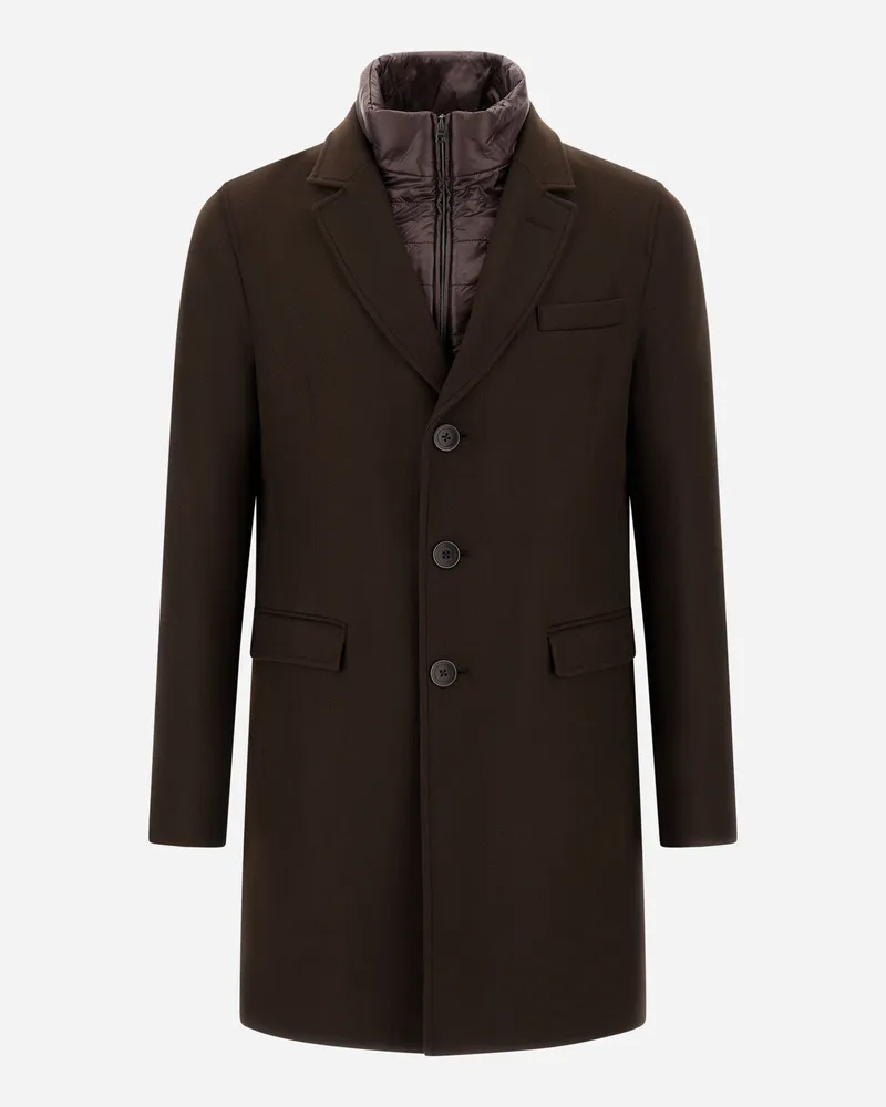 Herno Mantel Aus Ecowool Und Nylon Ultralight - Mann Mäntel & Trenchcoats Dunkelbraun Dunkelbraun