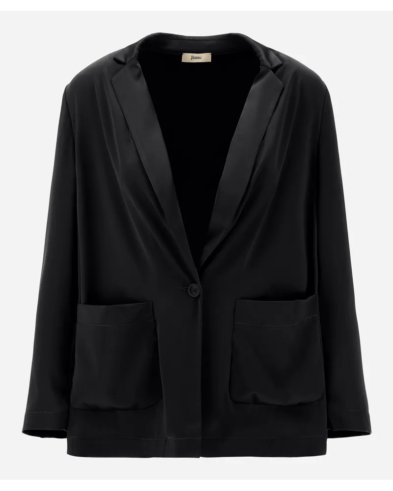 Herno Casual Satin Blazer Schwarz