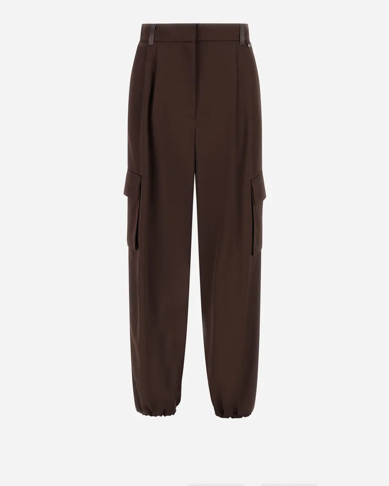 Herno Cargohose Aus Viskose-woll-satin - Frau Hose Dunkle Schokolade Dunkle