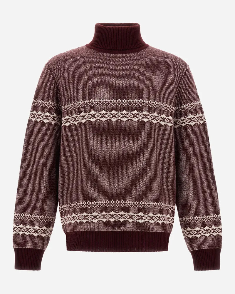 Herno Rollkragenpullover Aus Wolle Und Kaschmir Mit Norwegermuster - Mann Pullover & Strickjacken Bordeaux Bordeaux