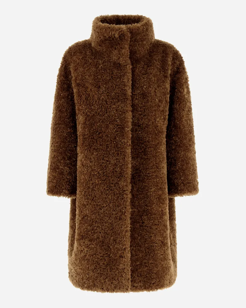 Herno Mantel Aus Curly Faux Fur Caramel