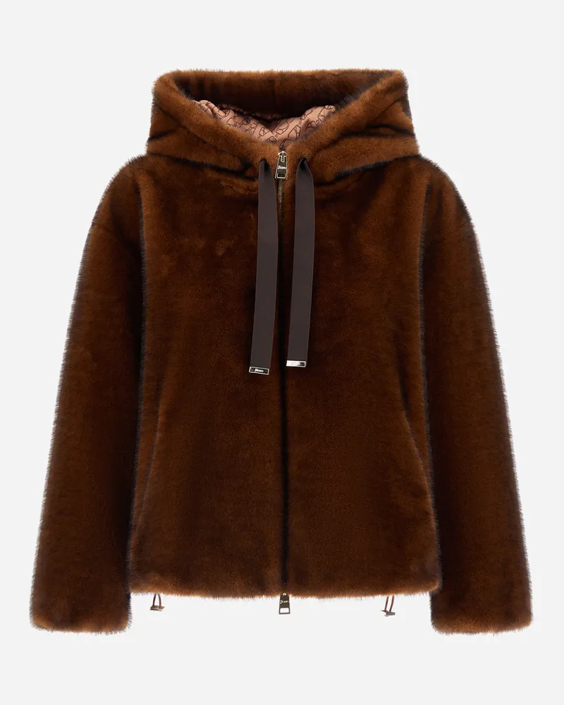 Herno Bomberjacke Aus Melange Alternative Mink Fur - Frau Mäntel & Trenchcoats Dunkelbraun Dunkelbraun
