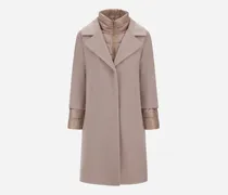 Mantel Aus Wolle In Zobelfell-optik Und Aus Nylon Ultralight - Frau Mäntel & Trenchcoats Écru