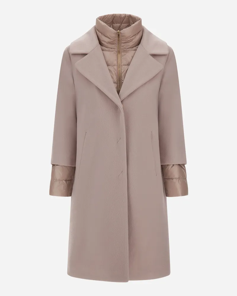 Herno Mantel Aus Wolle In Zobelfell-optik Und Aus Nylon Ultralight - Frau Mäntel & Trenchcoats Écru Écru