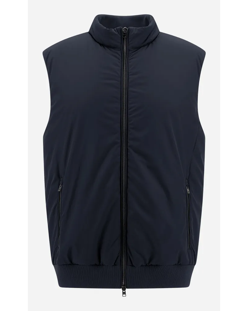 Herno Ärmellose Jacke Aus Pique' Knit Und Nylon Marineblau