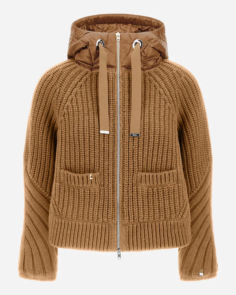 Herno Cardigan Aus Cob Stitch Wool Und Nylon Ultralight - Frau Pullover & Strickjacken Camel Camel